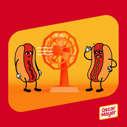 Two Hot Dogs Standing Beside Each Other Oscar Mayer GIF