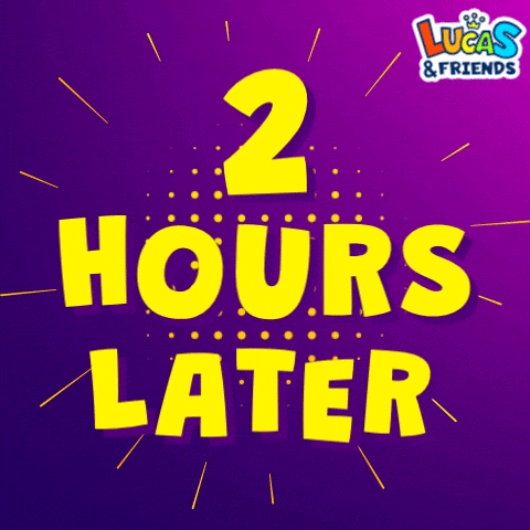 Two Hours Later Yellow Text GIF