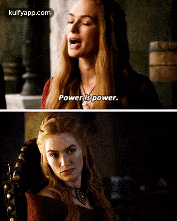 Two Images Of A Woman Saying Power Is Power . GIF