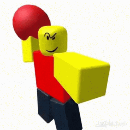 Two Images Of A Yellow And Red Roblox Character With A Red Boxing Glove GIF