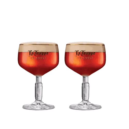 Two La Trappe Trappist Beer Glasses