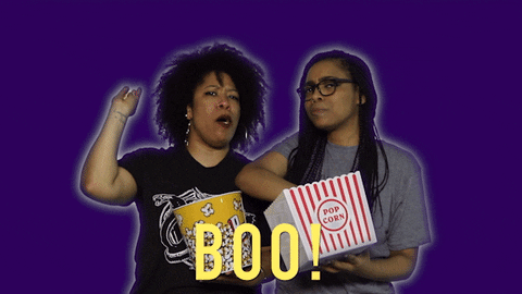 Two Ladies Dislike Reaction Throw Popcorn GIF