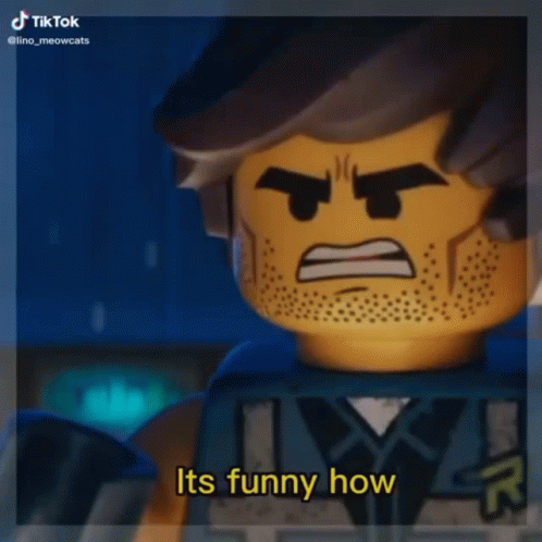Two Lego Figures One Says You Fall Straight Down