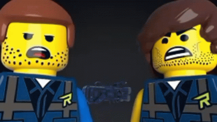 Two Lego Toys Talking GIF