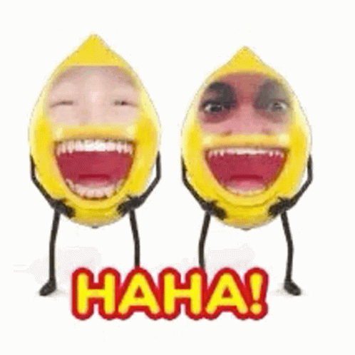 Two Lemons Laughing And Crying Saying Haha GIF