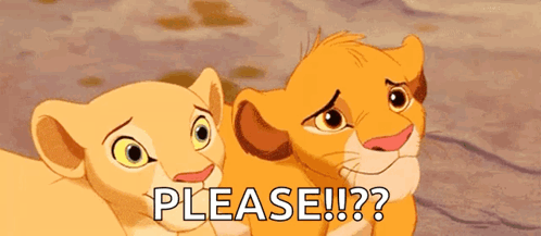 Two Lion Cubs From The Lion King Are Standing Next To Each Other And Asking For A Please ! GIF