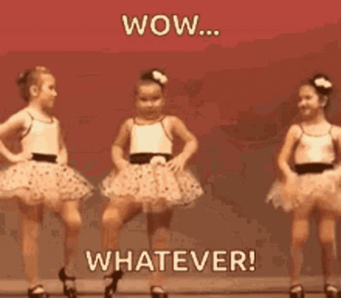 Two Little Girls In Tutus Dancing Saying Wow Whatever GIF