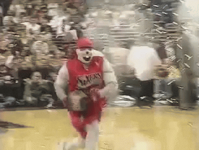 Two Mascots On Basketball Court GIF