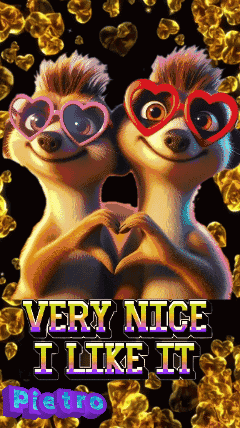 Two Meerkats Wearing Heart Shaped Glasses Are Making A Heart Shape With Their Hands And The Words Very Nice I Like It GIF