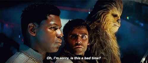 Two Men And A Chewbacca Are Standing Next To Each Other And One Of Them Is Saying Oh I 'M Sorry GIF