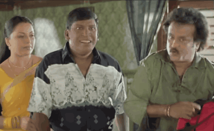 Two Men And A Woman Are Standing Next To Each Other And Talking GIF