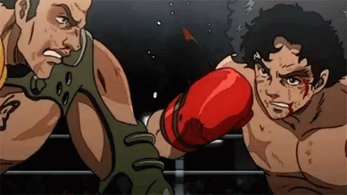 Two Men Are Boxing In A Ring And One Of Them Has Blood On His Face GIF