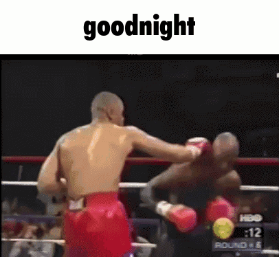 Two Men Are Boxing In A Ring With The Words Goodnight Above Them . GIF