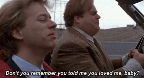 Two Men Are Driving A Car And One Of Them Is Asking The Other If He Remembers What He Told Him He Loved Him . GIF