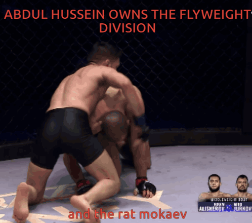 Two Men Are Fighting In A Boxing Ring And The Caption Says Abdul Hussein Owns The Flyweight Division GIF