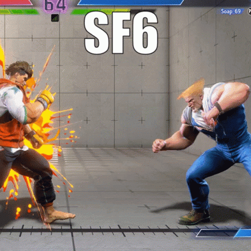 Two Men Are Fighting In A Video Game With Sf6 Written On The Screen GIF
