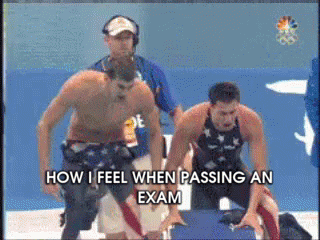 Two Men Are Getting Ready To Compete In A Race And The Caption Says How I Feel When Passing An Exam GIF