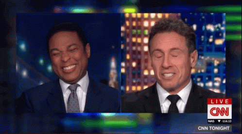 Two Men Are Laughing On A Cnn Show GIF