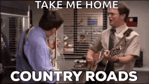 Two Men Are Playing Guitars And Singing A Song Called Take Me Home Country Roads . GIF