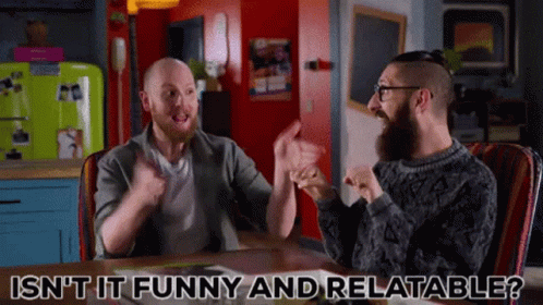Two Men Sitting At Table Relatable Funny GIF