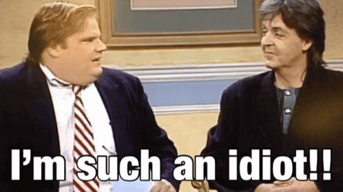 Two Men Are Sitting Next To Each Other And One Of Them Says I 'M Such An Idiot ! GIF