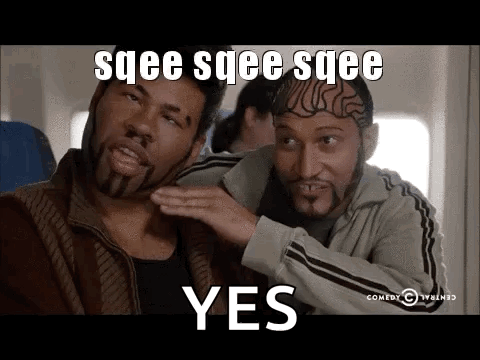 Two Men Are Sitting Next To Each Other On A Plane And One Of Them Has A Tattoo On His Head That Says ' Yes ' GIF