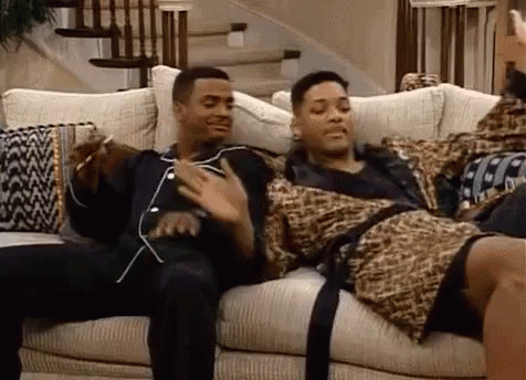 Two Men Sitting On Couch And Talking GIF