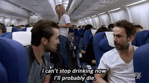 Two Men Are Sitting On An Airplane And One Of Them Says I Can 'T Stop Drinking Now I 'Ll Probably GIF