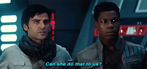 Two Men Are Standing Next To Each Other And One Of Them Is Asking The Other , Can She Do That To Us ? GIF