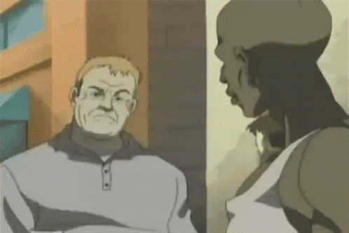 Two Men Are Standing Next To Each Other And One Of Them Is Drinking From A Glass GIF