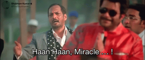 Two Men Are Standing Next To Each Other And One Of Them Is Saying " Haan Haan Miracle " GIF