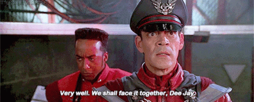 Two Men Are Standing Next To Each Other And One Of Them Says Very Well We Shall Face It Together Dee Jay . GIF