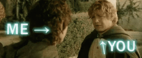 Two Men Are Standing Next To Each Other And The Words Me And You Are Glowing In The Background GIF