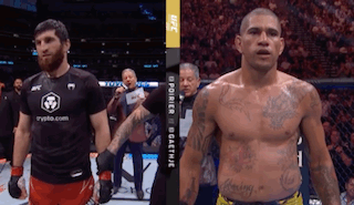 Two Men Are Standing Next To Each Other In A Boxing Ring And One Has A Shirt That Says Crypto.com On It GIF
