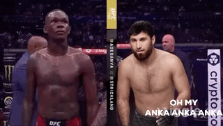 Two Men Are Standing Next To Each Other In A Boxing Ring With The Words Oh My Anka Anka Anka On The Bottom GIF