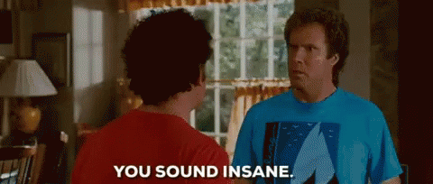 Two Men Are Standing Next To Each Other In A Living Room And One Man Is Saying You Sound Insane . GIF