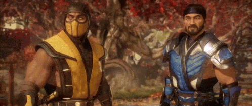 Two Men Are Standing Next To Each Other In A Video Game . GIF