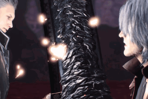 Two Men Are Standing Next To Each Other In A Video Game Scene GIF