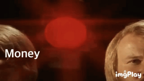 Two Men Are Standing Next To Each Other In Front Of A Red Light And The Words Money Are Visible On The Screen . GIF