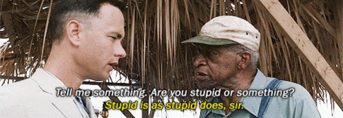 Two Men Are Talking And One Of Them Is Asking The Other If He Is Stupid Or Something GIF