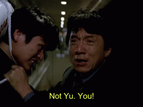 Two Men Are Talking On A Phone And One Of Them Says Not Yu. You. GIF