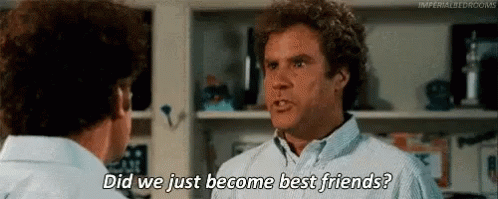 Two Men Are Talking To Each Other And One Of Them Is Asking The Other If They Just Become Best Friends . GIF