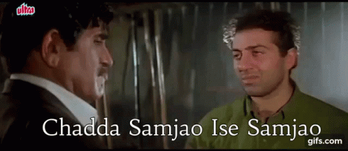 Two Men Are Talking To Each Other In A Room And The Words Chadda Samjao Ise Samjao Are On The Screen . GIF
