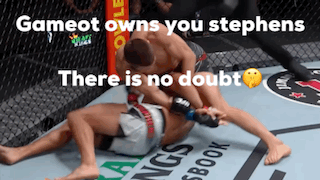 Two Men Are Wrestling In A Cage And The Caption Says Gameot Owns You Stephens There Is No Doubt . GIF