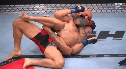 Two Men Are Wrestling In A Ring With The Ufc Logo On The Bottom GIF