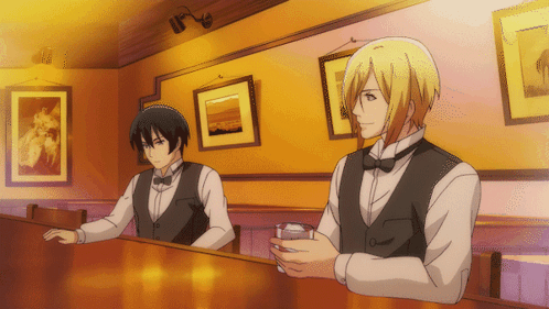 Two Men at Table in Restaurant