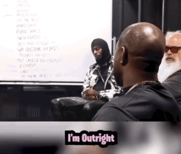 Two Men at Whiteboard Saying I'm Outright