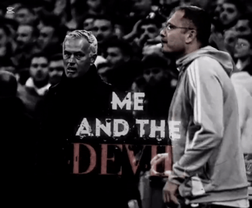 Two Men Before Crowd Saying Me and the Devil