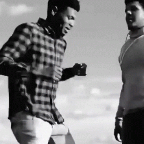 Two Men Black And White One Wearing Headphones GIF