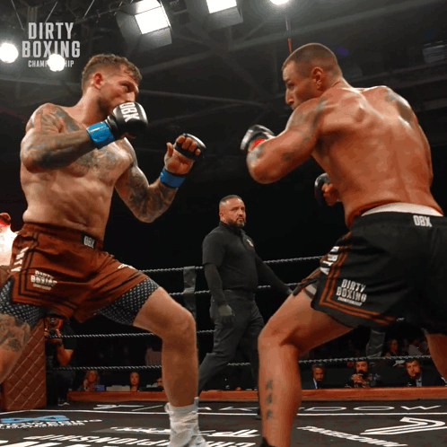 Two Men Boxing in Dirty Ring